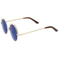 thumbnail image 3 of sunglassLA Unisex Retro Open Metal Colored Mirror Flat Lens Round Sunglasses (Gold / Blue Mirror) - 48mm, 3 of 4