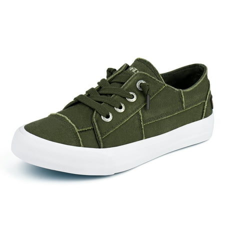 JENN ARDOR Womens Canvas Shoes Lace-up Fashion Sneakers Walking Shoes Flats