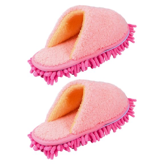 TAILTOSS 1 Pair Pink Chenille Flat Slippers for Home Living Room Warm and Comfortable to Wear 11In