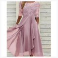 thumbnail image 4 of Robe en Dentelle Appliquée Midi Manches Courtes Robes de Soirée Décontractées Robe Assortie pour Mariage YOUYOU, 4 of 4
