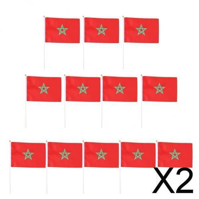 BELOVING 2x12PCS Flag Flags Banner Hand Waving Flag National Pride Flag Morocco