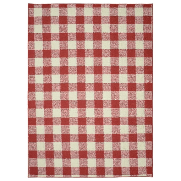 Garland Rug Country Living Buffalo Plaid 5 ft. x 7 ft. Area Rug Chili Red/Ivory