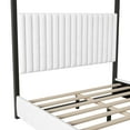thumbnail image 4 of Euroco Upholstery Queen Size Canopy Platform Bed with Upholstery Headboard and Metal Bed for Adults, White, 4 of 13