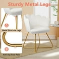 thumbnail image 6 of CLATINA Modern Velvet Make Up Vanity Chair, Flower Shaped Back Accent Chair Armchair with Gold Metal Leg, Cute Girl Criss Cross Chair No Wheels for Home Office Bedroom Dressing Living Room, White,2PK, 6 of 8