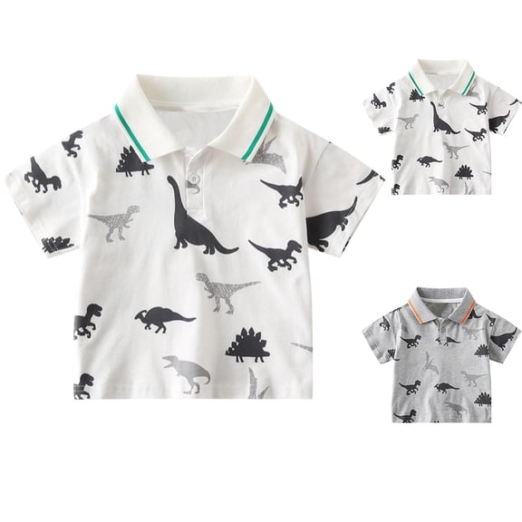Piuwrlz Kids Button polo T-Shirt 4 Years Boys Summer polo Shirts New Lapel Collar Shirt School Uniform T Shirt Gray Size 4 Years