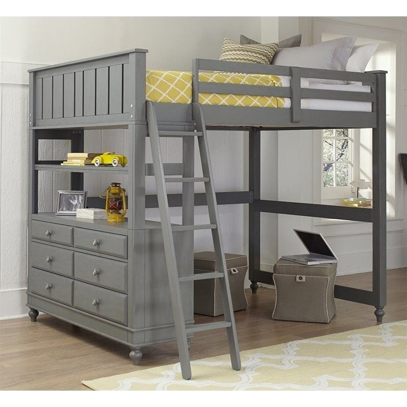 Rosebery Kids Summerland Full Loft Bed, Bunk Bed With Stairs And Dresser