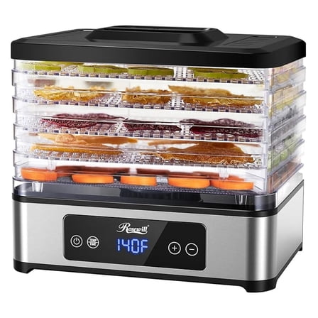 Compact Food Dehydrator, 5 Stackable Trays with Adjustable 48H Timer and Temperature Control - 350W Electric Food Dryer for Jerky, Fruits, , Veggies, Meat & Dog Treats