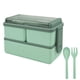 thumbnail image 1 of 2 Layer Stackable Bento Lunch Box - 1400ml, 3 Compartments with Cutlery, Microwave & Dishwasher Safe Lunch Box for Adults Kids, 1 of 5