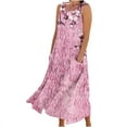 thumbnail image 2 of Viikei Womens Dresses Clearance,Dresses for Women Plus SizeNew Women's Sleeveless and Linen Round Neck Printed Long Dress Pink XL, 2 of 5