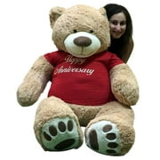 Happy Anniversary Giant 5 Foot Teddy Bear 60 Inch Soft T-Shirt Says HAPPY ANNIVERSARY