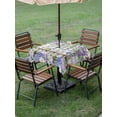 thumbnail image 3 of Outdoor Tablecloth with Umbrella Hole and Zipper, Spring Purple Flowers Square Table Cloth 54x54 Inch Waterproof Tablecloth, Farmhouse Leaves Fences Gray Plaid Picnic Table Cover for Patio Camping, 3 of 7