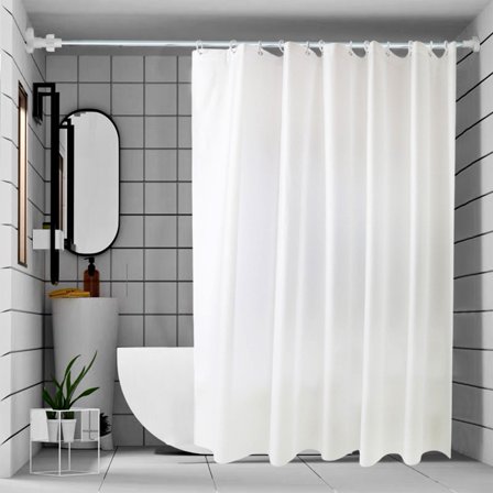 Kabnic Waterproof Shower Curtain Liner, Heavy-Duty Clear Plastic Anti-Mould Bath Curtain, 59x72 Inch with 12 Hooks