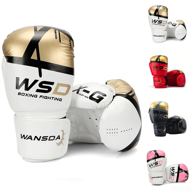 1 Pair WANSDA Boxing Fighting Gloves PU Comfortable MMA UFC WSD-85-10OZ 6oz-12oz 