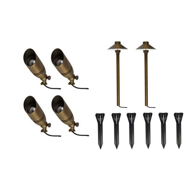 Elitco Lighting KIT20402 Aera Cast Laiton Spot & Path Lighting 2 Kit - Lot de 6