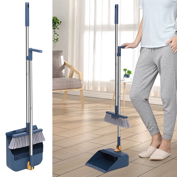 Brooms Indoor 180° Rotatable Standing Storage Buckle Type Brooms And Dustpan Set With Scraping Teeth And Scraper Cleaning Suitable For Home