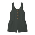 thumbnail image 5 of Purcolt Overalls for Women Summer Crew Neck Sleeveless Cotton Rompers Casual Button Front Short Jumpsuits with Pockets, 5 of 9