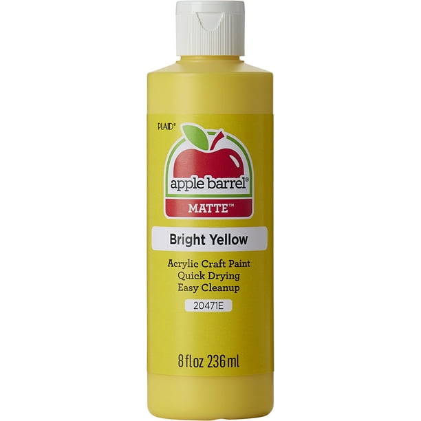 Apple Barrel Acrylic Craft Paint, Matte Finish, Bright Yellow, 8 fl oz