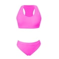 thumbnail image 4 of Women High Waisted Bikini Set Scoop Neck Bikini Crop Top Swimsuit 2 Piece Racerback Sporty Bathing Suit Hot Pink XL, 4 of 5