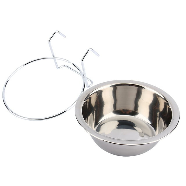 Cuenco Colgante de Acero inoxidable para jaula de mascotas, Colgador de comedor de gran tamaña para perro, gato, pájaro, cuenco de agua y comida