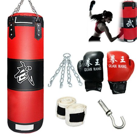 Punching Bag w/ 2 Boxing Gloves Bandages Thai MMA Training Sandbags Boxing (Best Trainers For Boxing)