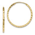 thumbnail image 1 of 14K Yellow Gold Diamond Cut Square Tube Endless Hoop Earrings, 1 of 2