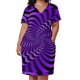 thumbnail image 2 of Vestido abstracto morado psicodélico con ilusión óptica para mujer, ropa hueca con bolsillo de ilusión óptica, 2 of 6