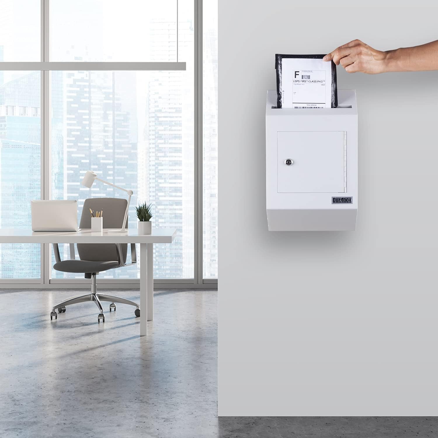 Drop Box Deposit Safe 10 x 4 x 16” Heavy Duty Steel featuring Slim Profile Wall Mailbox featuring Wide Deposit Slot for Letters, Documents Checks and Cash for Home, Office & Commercial (W300) (Gray)