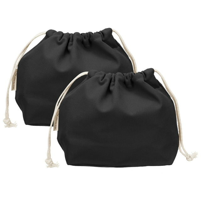 Uxcell 2 Pcs Bolsa de Maquillaje con Cordón, Bolsa Cosmética de Lona de 7.3" para Organizador de Artículos de Tocador de Viaje, Accesorios Negros
