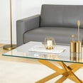 thumbnail image 3 of 39.37" Rectangular Clear Tempered Glass Coffee Table,Stylish Design with Golden Metal Legs, Coffee Table for Living Room, 3 of 14