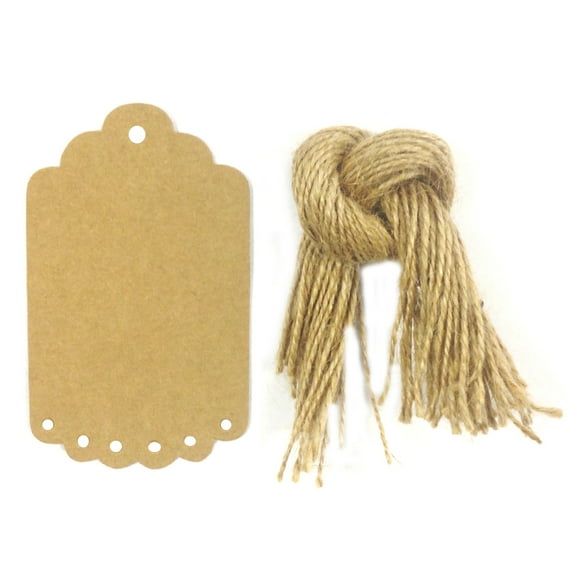 Wrapables® 50 Gift Tags/Kraft Scalloped Edge Hang Tags with Free Cut Strings for Gifts, Crafts and Price Tags, Large