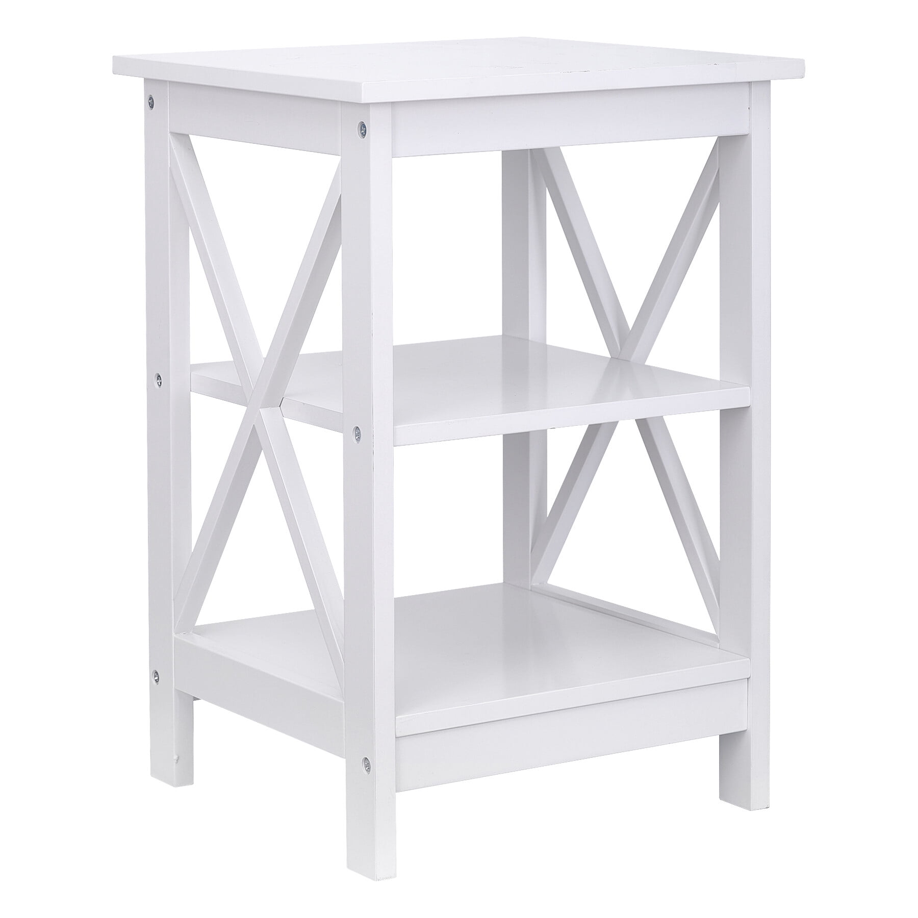 ZenSports 2 Pack White Square End Table MDF Modern Sofa Side Table