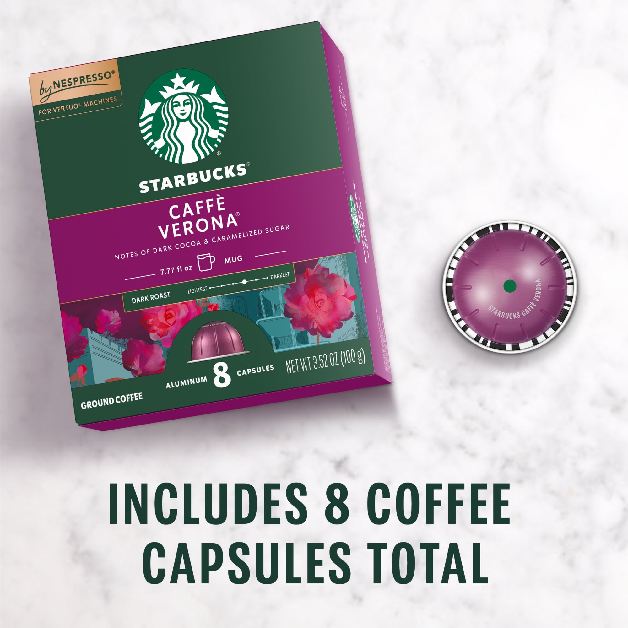 Starbucks by Nespresso Vertuo Line, Caffè Verona, Dark Roast Nespresso Pods, 8 Count