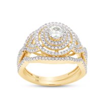 2/3 ct.t.w Centre 4MM Round Cut Lab Created Moissanite Diamond Double Halo Bridal Engagement Ring Set In 10K Solid Yellow Gold (G-H Color, VVS1 Clarity,0.66 Cttw)-9