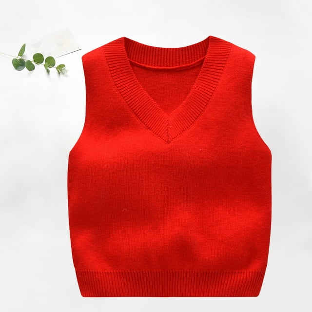 MKOSPLRT Débardeurs à Col en V pour Enfants Gilets Sans Manches en Tricot Couleur Unie Débardeurs de Détente Coupe Ample pour Sortir Gilets de Rentrée