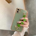 thumbnail image 3 of Girl Women Gold Electroplated Outlines with TPU Back Shell Phone Case + Hearts Chain, Compatible with iPhone 14, Full Body Protection (Scratch-resistant & Shockproof) - Green, 3 of 7