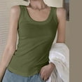 thumbnail image 7 of JGGSPWM Women's Tank Tops Scoop Neck Ribbed Sleeveless Casual Basic Knit Cami Tee Shirts Army Green S, 7 of 7