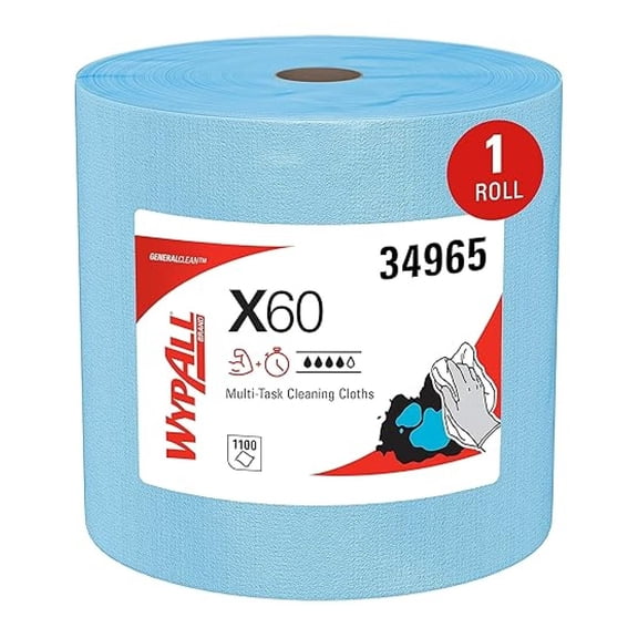 GeneralClean X60 Cloths Multi-Task Cleaning Wipes, Jumbo (34965), Strong and Absorbent Towels, Blue (1 Roll of 1,100 Sheets, 1,100 Sheet Total)