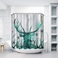 thumbnail image 3 of Rustic Shower Curtain Deer on Wood Background Country House Art Image Print Cloth Fabric Bathroom Decor Set with Hooks Teal Grey 72X72inch, 3 of 4