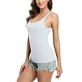 thumbnail image 3 of Women's Cotton Tank Top with Built-in Shelf Bra Square Neck Camisoles, 2-Pack, 3 of 8