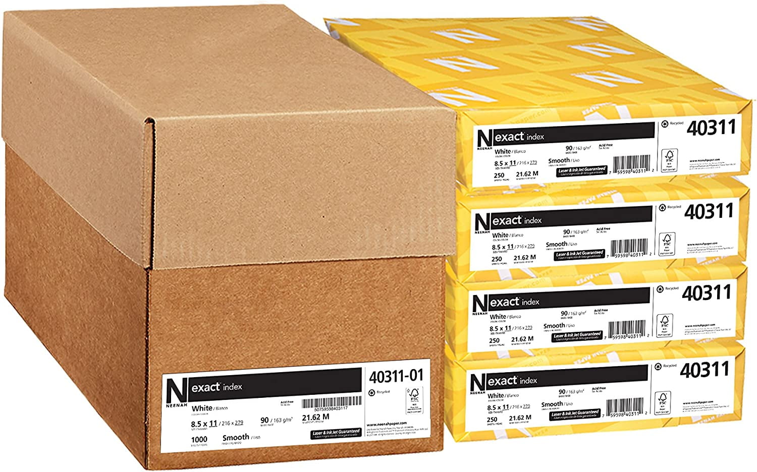 Cardstock, 94 Brightness, 90 lb /163 gsm, 1000 Sheets/Carton, 8.5" x 11