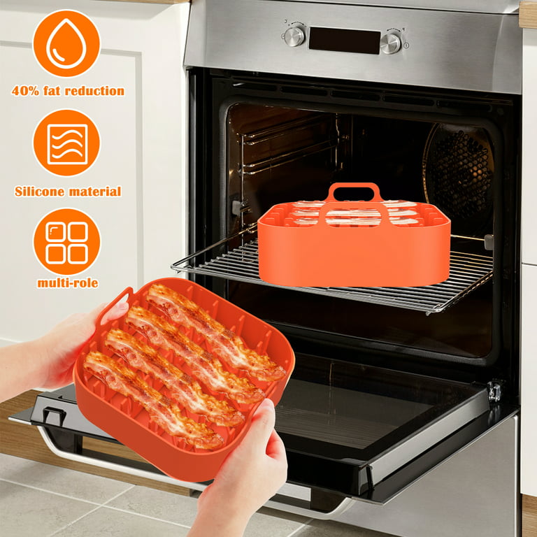 Jytue Silicone Microwave Bacon Cooker with Tray Bacon Rack and Grease Catcher Non-Stick Perfect for Oven Air Fryer Cooking Bacon, Sausage, Pizza Rolls