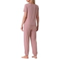 thumbnail image 3 of INSPIRE CHIC Ensemble de Pyjama pour Femme en Modal Tenue de Nuit à Manches Courtes avec Pantalon de Survêtement Long Ensemble Doux m Rose, 3 of 6