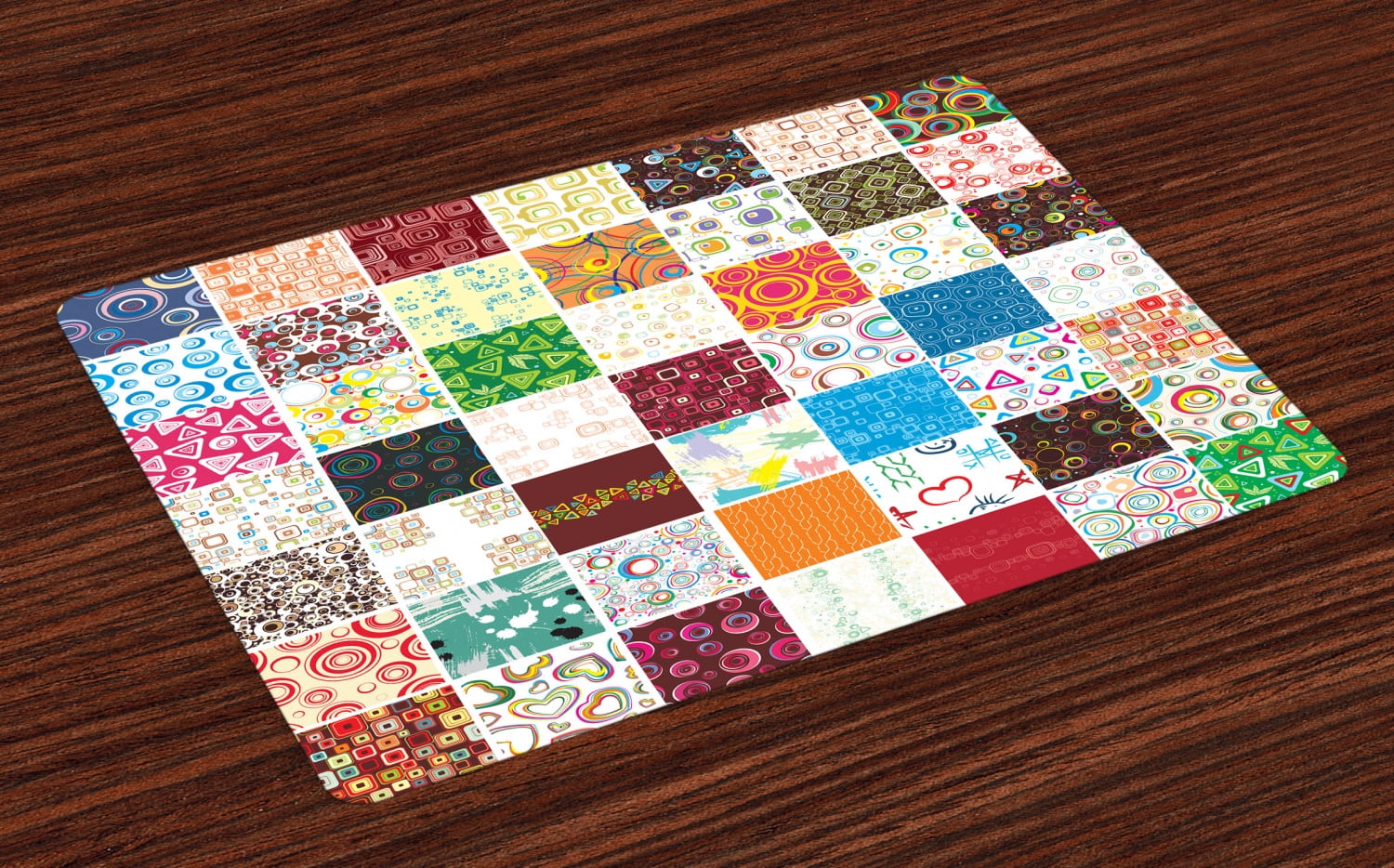 Retro Placemats Set of 4 Big Patchwork of Different Patterns