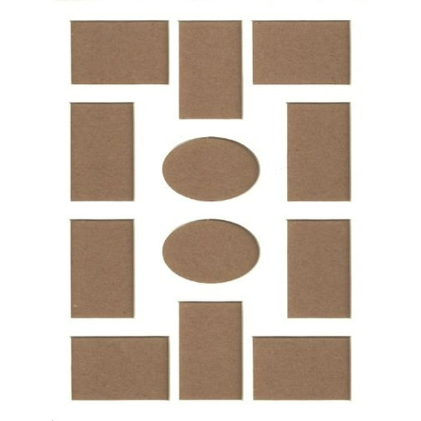 18x24 White Collage 12 Opening Picture Mats with White Core, Bevel Cut