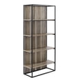 thumbnail image 1 of 64" Farmhouse Bookcase - Gray Wash with Black Metal, 1 of 7