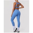 thumbnail image 2 of PISONIC 2 Piece Workout Sets for Women Color Block Strappy Sports Bra High Waist Leggings Gym Yoga Pilates Outfits, 2 of 6