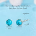 thumbnail image 4 of Limerencia Pure Titanium Hypoallergenic Earrings 5mm Blue Turquoise Implant Grade|Delicate Jewelry for Sensitive Ears, 4 of 6
