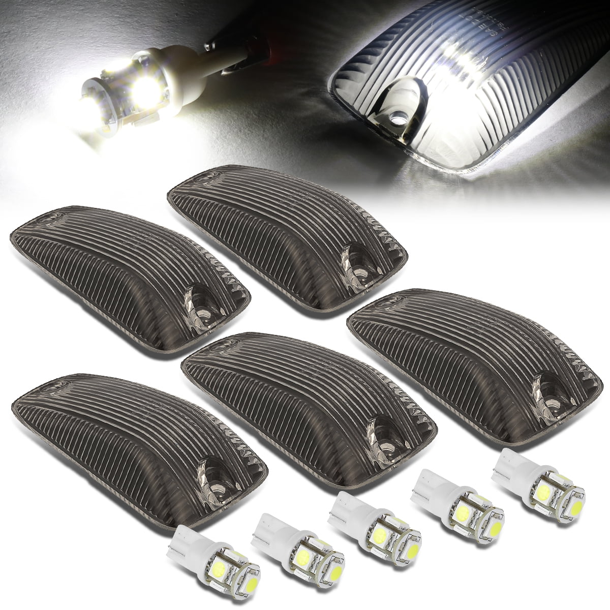 For 1988 to 2002 GMC C/K 1500 2500 3500 5 X LED Cab Roof Top Light Lens