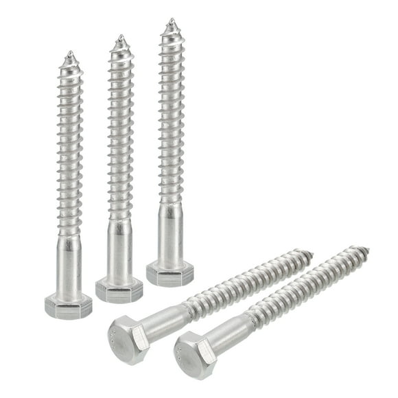 Unique Bargains Hex Head Lag Screws Bolts, 5/16' x 3' 304 Stainless Steel Partial Thread Wood Screws, 5 Pack
