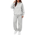 thumbnail image 3 of Trgacdwlo Sweatsuits Women 2 Piece Outfit Tracksuit Solid Color Hoodie Baggy Jogger Sweatpants Set Fall Winter Women Sweat Set Light Gray XXXL, 3 of 6